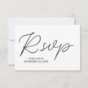 Zwart-wit kalligrafie 3 met Maaltijd RSVP-kaart RSVP Kaartje