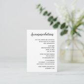 Zwart-wit Kalligrafie accommodatiekaart Informatiekaartje (Staand voorkant)