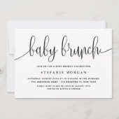 Zwart-wit  Kalligrafie Baby Brunch Kaart (Voorkant)