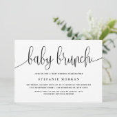 Zwart-wit  Kalligrafie Baby Brunch Kaart (Staand voorkant)