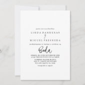 Zwart Wit Kalligrafie Boda Spaans Bruiloft Kaart (Voorkant)