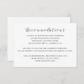 Zwart-wit kalligrafie bruiloft accommodaties informatiekaartje (Voorkant / Achterkant)