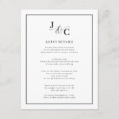 Zwart-wit kalligrafie bruiloft details informatiekaartje (Voorkant)