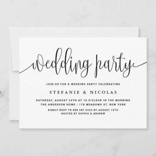 Zwart-wit kalligrafie bruiloft kaart (Voorkant)