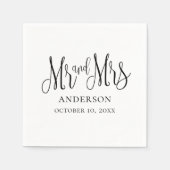 Zwart-wit kalligrafie bruiloft. Meneer en mevrouw Servet (Voorkant)
