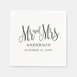 Zwart-wit kalligrafie bruiloft. Meneer en mevrouw Servet