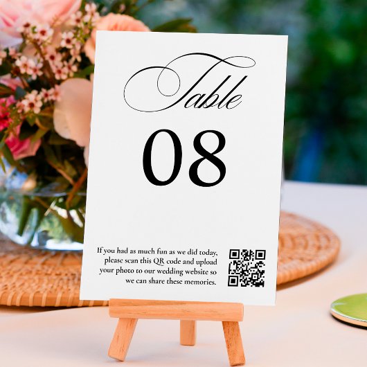 Zwart wit kalligrafie bruiloft QR code Kaart