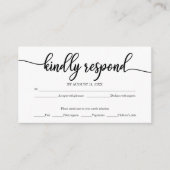 Zwart-wit kalligrafie bruiloft RSVP Informatiekaartje (Voorkant)