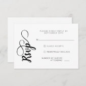 Zwart-wit kalligrafie bruiloft RSVP Kaarten (Voorkant / Achterkant)
