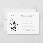 Zwart-wit kalligrafie bruiloft RSVP Kaarten Kaartje (Voorkant)