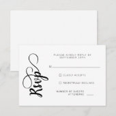 Zwart-wit kalligrafie bruiloft RSVP Kaarten Kaartje (Voorkant / Achterkant)