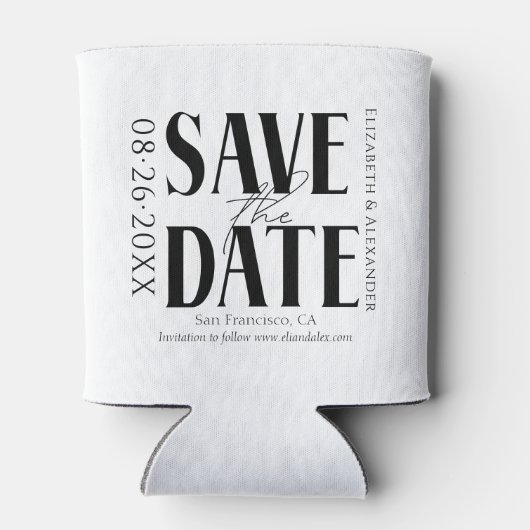 Zwart & Wit Kalligrafie Bruiloft Save the Date Blikjeskoeler (Achterkant)