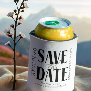 Zwart & Wit Kalligrafie Bruiloft Save the Date Blikjeskoeler