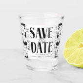 Zwart & Wit Kalligrafie Bruiloft Save the Date Shot Glas (Voorkant)