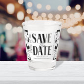 Zwart & Wit Kalligrafie Bruiloft Save the Date Shot Glas