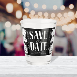 Zwart & Wit Kalligrafie Bruiloft Save the Date Shot Glas
