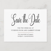 Zwart & Wit Kalligrafie Bruiloft Save the Date Uitnodiging Briefkaart (Voorkant)