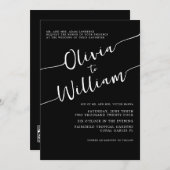 Zwart-wit kalligrafie bruiloft uitnodiging (Voorkant / Achterkant)