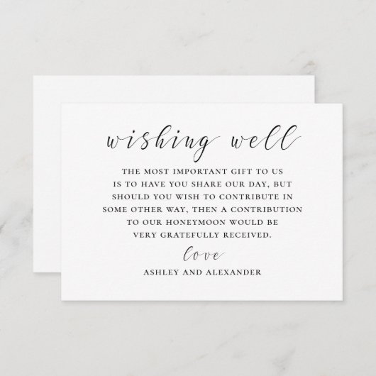 Zwart-wit kalligrafie bruiloft wensend goed informatiekaartje (Voorkant / Achterkant)