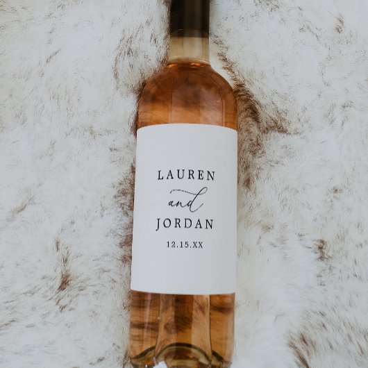 Zwart & Wit Kalligrafie Bruiloft Wijn Etiket