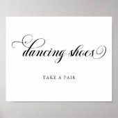 Zwart-wit kalligrafie dansschoenen teken poster (Voorkant)