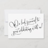 Zwart-wit kalligrafie drie menu keuze RSVP (Achterkant)