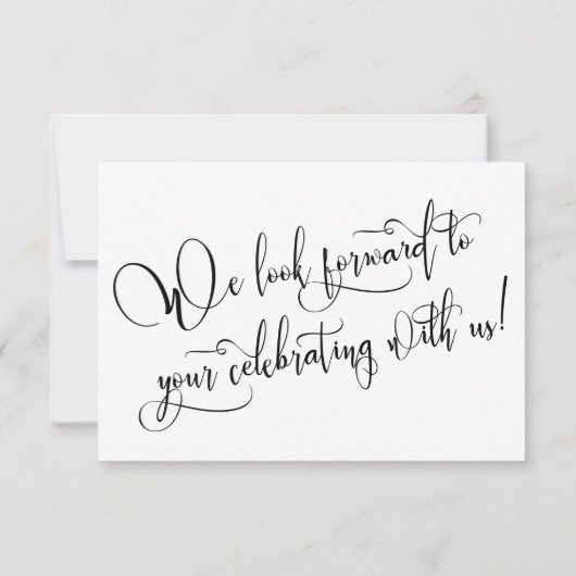 Zwart-wit kalligrafie drie menu keuze RSVP (Achterkant)