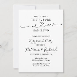 Zwart-Wit kalligrafie engagement party Aankondiging