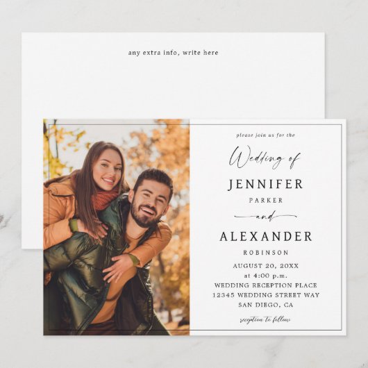 Zwart-wit kalligrafie Foto Eenvoudig V2 Kaart (Voorkant / Achterkant)