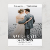 Zwart-wit kalligrafie foto Save the Date (Voorkant)