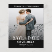 Zwart-wit kalligrafie foto Save the Date (Voorkant)