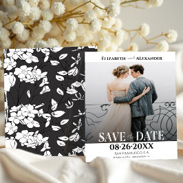 Zwart-wit kalligrafie foto Save the Date