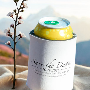 Zwart-wit kalligrafie foto Save the Date Blikjeskoeler