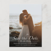 Zwart-wit kalligrafie foto Save the Date Briefkaart (Voorkant)