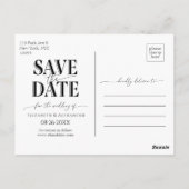 Zwart-wit kalligrafie foto Save the Date Briefkaart (Achterkant)