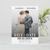 Zwart-wit kalligrafie foto Save the Date Kaart (Staand voorkant)