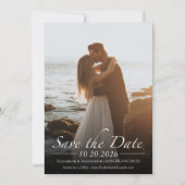 Zwart-wit kalligrafie foto Save the Date Kaart (Voorkant)
