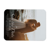 Zwart-wit kalligrafie foto Save the Date Magneet (Horizontaal)