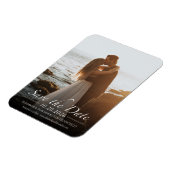 Zwart-wit kalligrafie foto Save the Date Magneet (Linkerzijde)