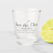 Zwart-wit kalligrafie foto Save the Date Shot Glas (Voorkant)