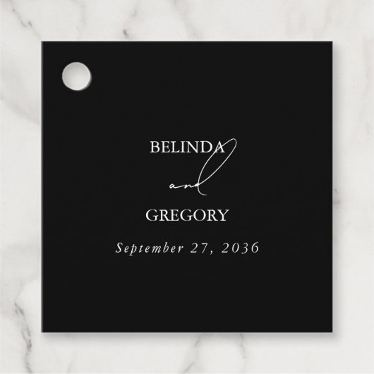 Zwart & Wit Kalligrafie Handtekening Script Bruilo Bedankjes Labels (Voorkant)