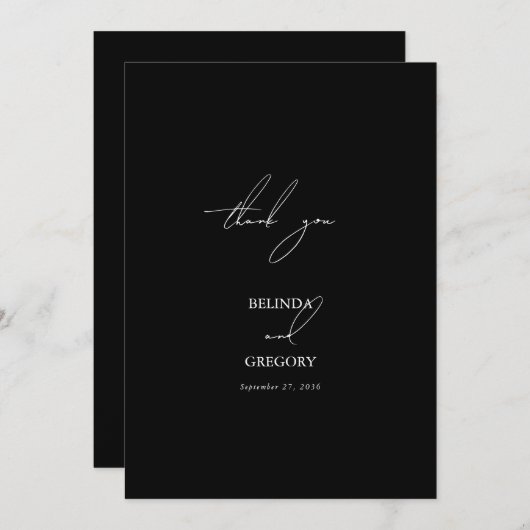 Zwart & Wit Kalligrafie Handtekening Script Bruilo Bedankkaart (Voorkant / Achterkant)