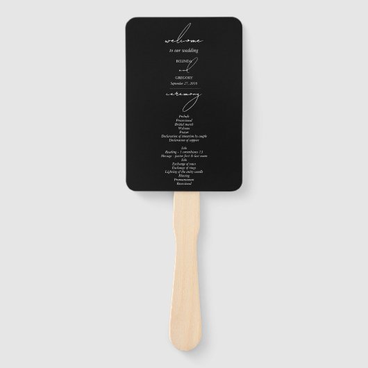 Zwart & Wit Kalligrafie Handtekening Script Bruilo Handwaaier (Voorkant)