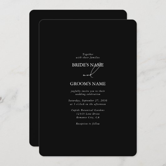 Zwart & Wit Kalligrafie Handtekening Script Bruilo Kaart (Voorkant / Achterkant)