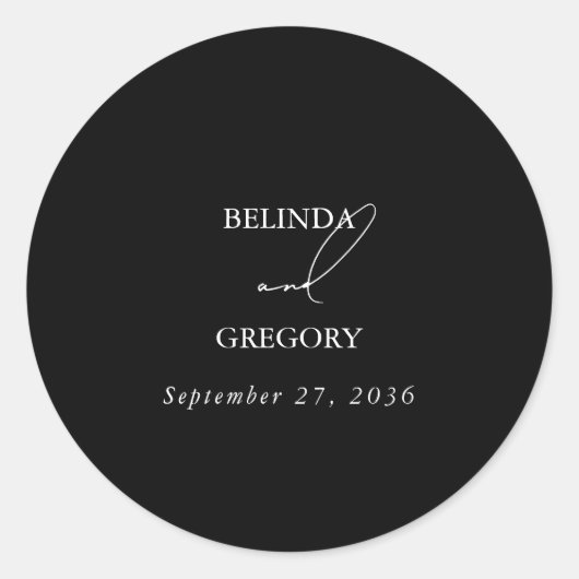 Zwart & Wit Kalligrafie Handtekening Script Bruilo Ronde Sticker (Voorkant)