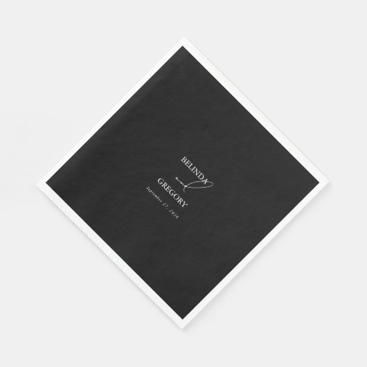 Zwart & Wit Kalligrafie Handtekening Script Bruilo Servet (Hoek)