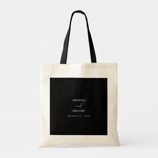 Zwart & Wit Kalligrafie Handtekening Script Bruilo Tote Bag (Achterkant)