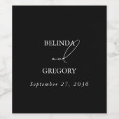 Zwart & Wit Kalligrafie Handtekening Script Bruilo Wijn Etiket (Enkel label)