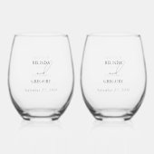 Zwart & Wit Kalligrafie Handtekening Script Bruilo Wijnglas Zonder Voet (Voorkant)