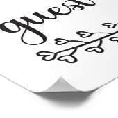 Zwart wit kalligrafie Hart Weddenschap Poster (Hoek)